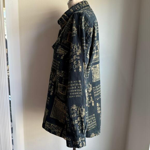 Chico’s Design Script Print Linen Blend Shirt Button Front Women’s XL 16 - Picture 6 of 10